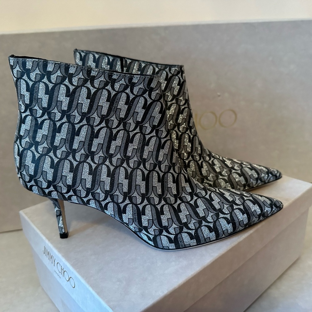 Jimmy choo love logo glitter ankle boots (new)